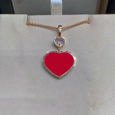 Diamond Mother Of Pearl 18K Gold Necklace With Chopard Happy Hearts Pendant