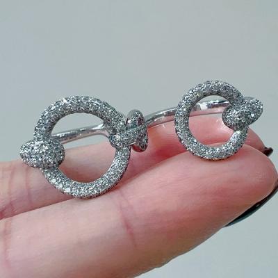 Hermes Filet d’Or Double Ring in White Gold Set with Diamonds, Large Model